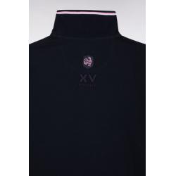 Polo manches courtes marine finitions tricolores coupe droite