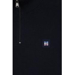 Pull col camionneur en coton marine à manches contrastées rose