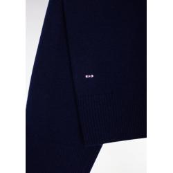 Pull à col roulé en laine et cachemire marine coupe Relaxed