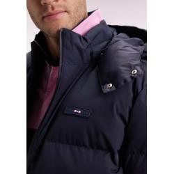 Doudoune en nylon matelassé marine à capuche amovible