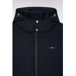 Doudoune en nylon matelassé marine à capuche amovible