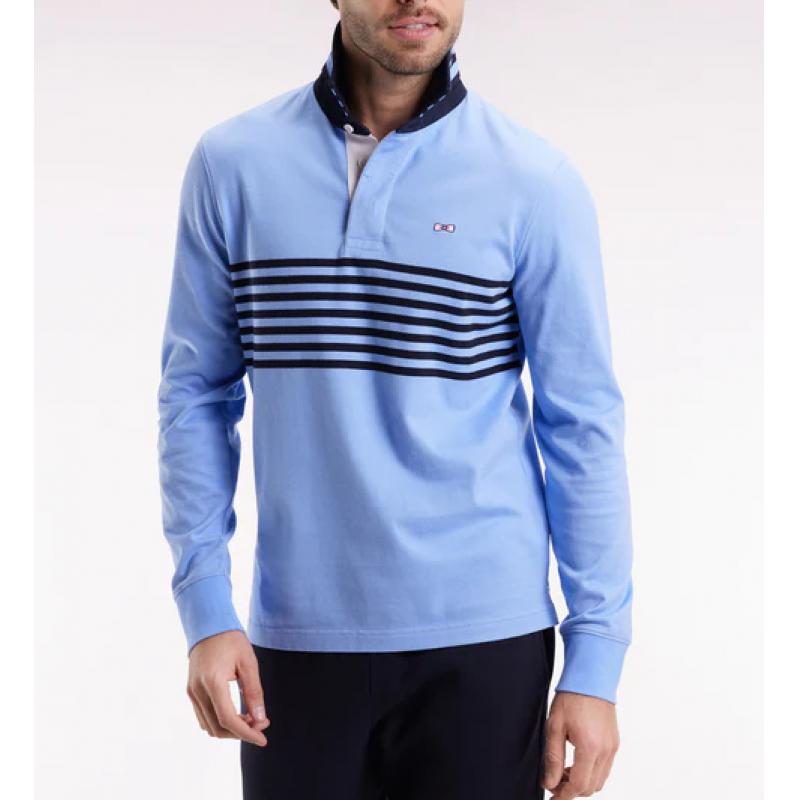Maillot à manches longues en jersey épais ciel rayé coupe droite