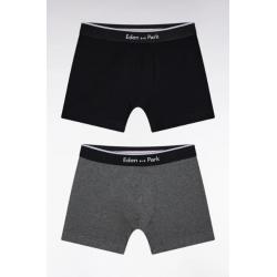 Lot de deux boxers en jersey de coton stretch noir et gris