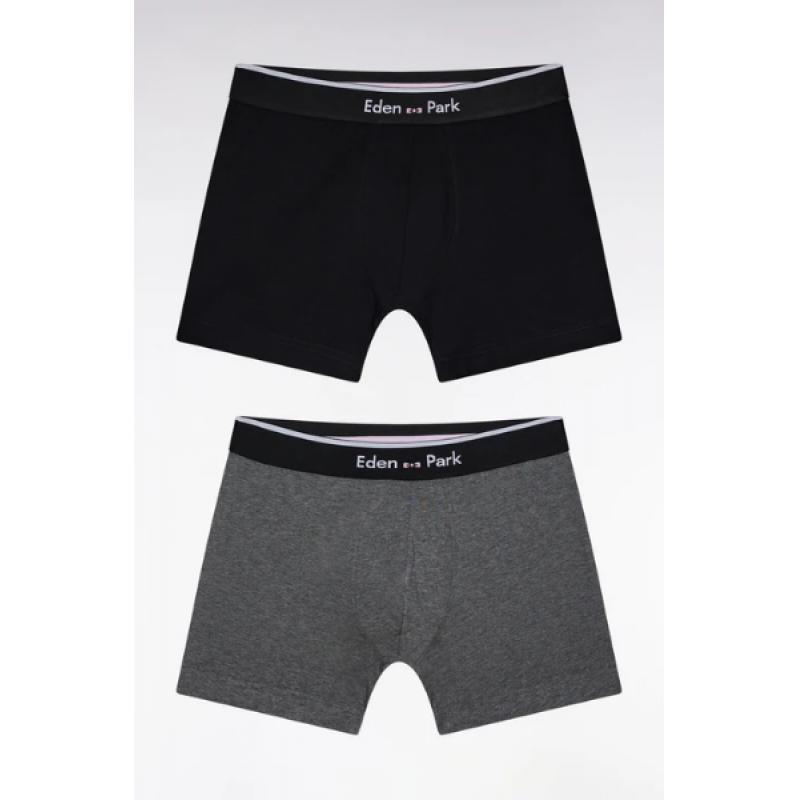 Lot de deux boxers en jersey de coton stretch noir et gris