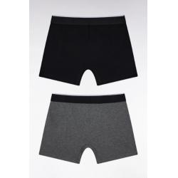 Lot de deux boxers en jersey de coton stretch noir et gris