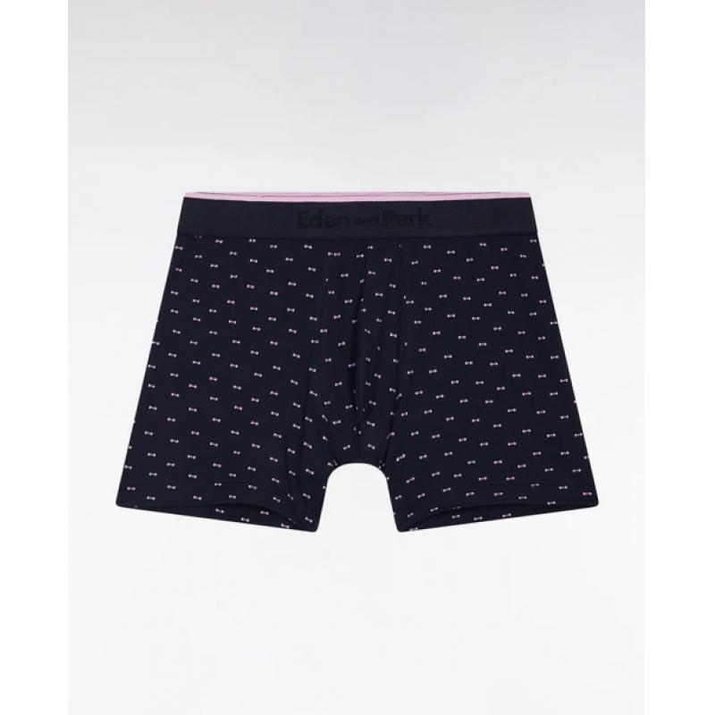 Boxer en jersey de coton micro-motifs noeuds papillon marine