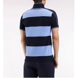 Polo cerclé en piqué coton à manches courtes en coton bleu