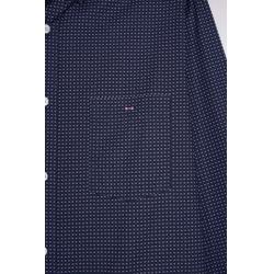 Chemise en coton Pima marine à micro-motifs noeud papillon coupe droite
