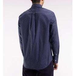 Chemise en coton Pima marine à micro-motifs noeud papillon coupe droite