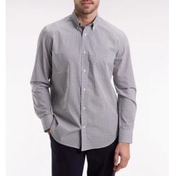 Chemise en coton à micro-motifs noeuds papillon coupe droite