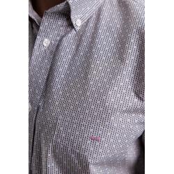 Chemise en coton à micro-motifs noeuds papillon coupe droite