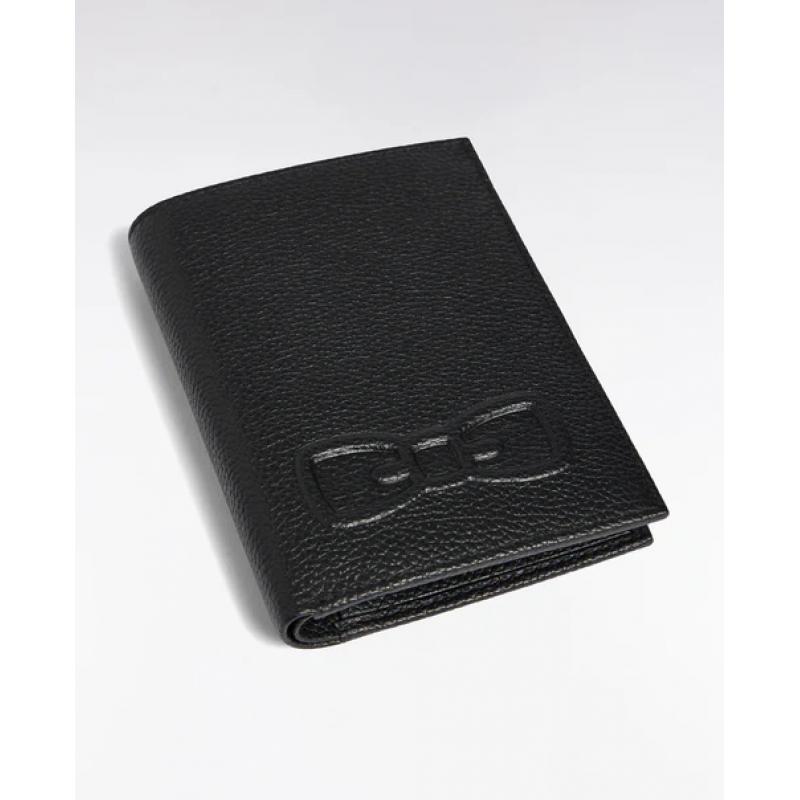 Portefeuille format français en cuir grainé noir