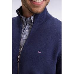 Cardigan en coton nid d'abeille coupe droite