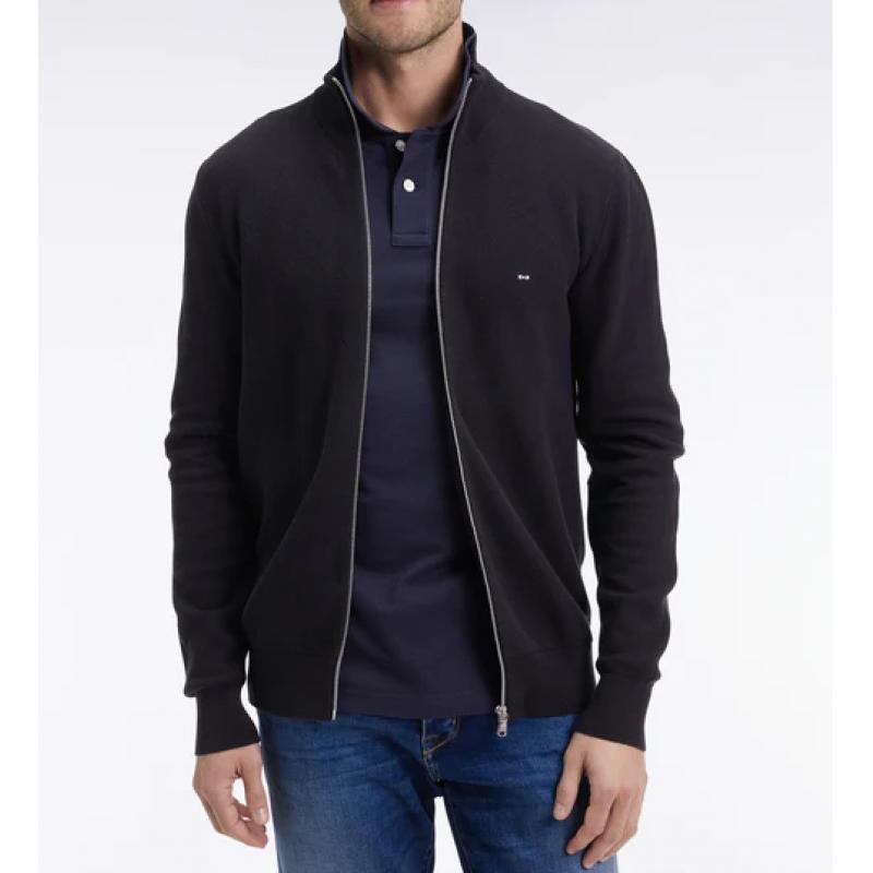 Cardigan en coton nid d'abeille coupe droite