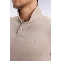 Polo manches courtes en coton chiné beige coupe droite
