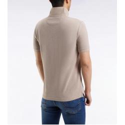 Polo manches courtes en coton chiné beige coupe droite