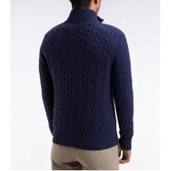 Pull col camionneur en coton torsadé marine