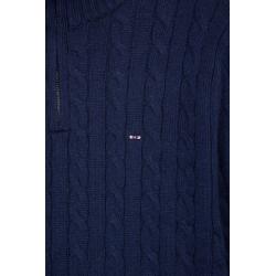 Pull col camionneur en coton torsadé marine