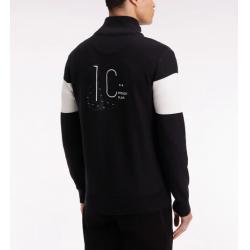 Pull col camionneur en coton noir broderie dos