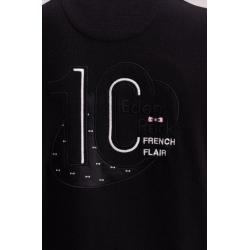 Pull col camionneur en coton noir broderie dos