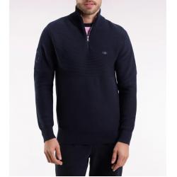 Pull col camionneur XV de France en coton marine
