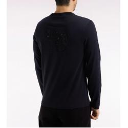 T-shirt col rond à manches longues en coton noir