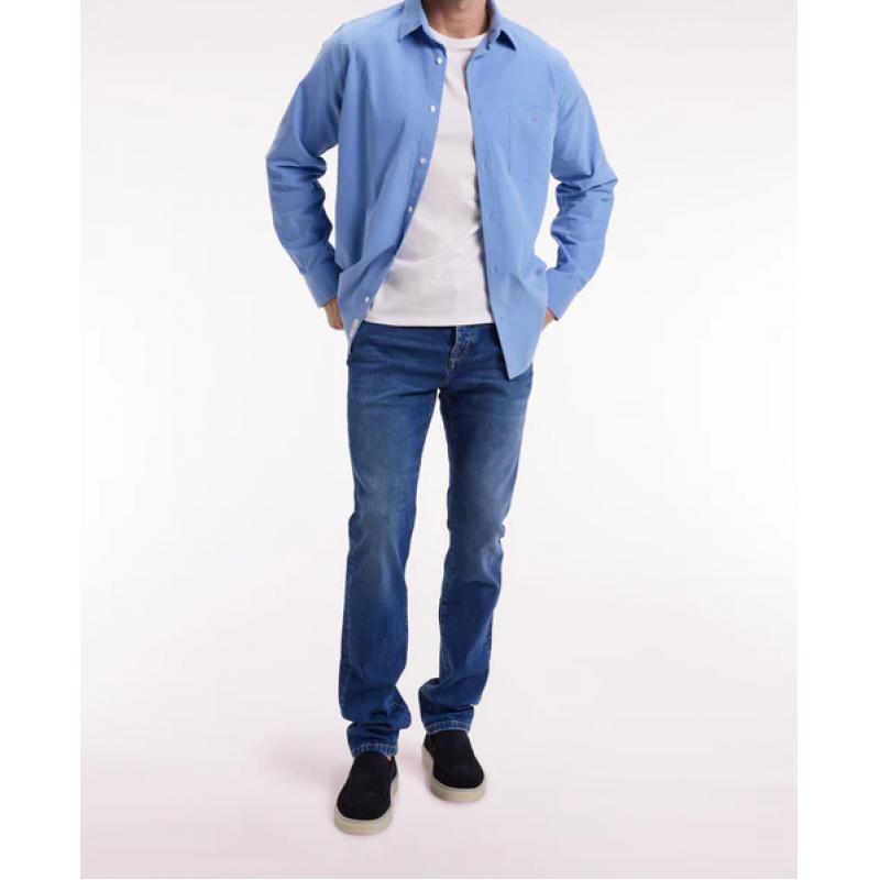 Jean 5 poches en denim stretch bleu coupe Slim