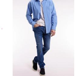 Jean 5 poches en denim stretch bleu coupe Slim