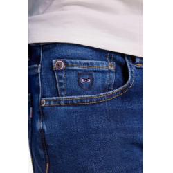 Jean 5 poches en denim stretch bleu coupe Slim