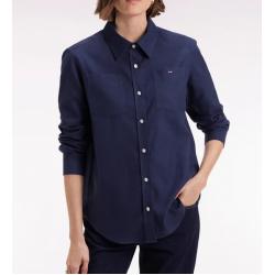 Chemise en popeline de coton marine coupe Relaxed