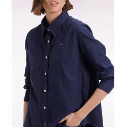 Chemise en popeline de coton marine coupe Relaxed