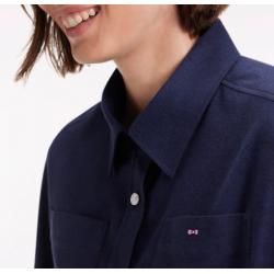 Chemise en popeline de coton marine coupe Relaxed