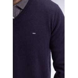 Pull col V en laine et coton