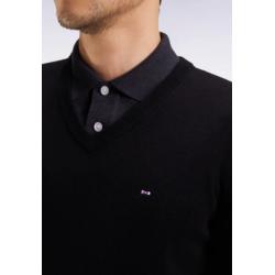 Pull col V en laine et coton