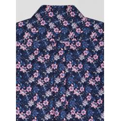 EDEN PARK - Chemise en twill de coton marine à imprimé fleurs roses coupe Regular