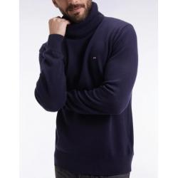 Pull col roulé en laine et coton