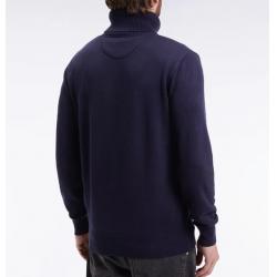 Pull col roulé en laine et coton