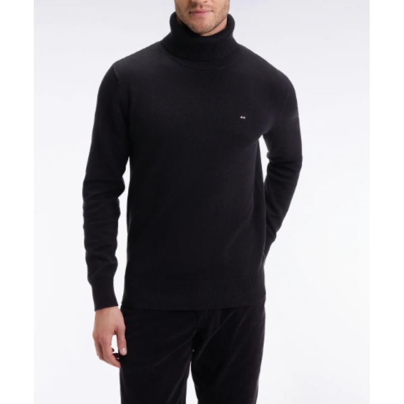 Pull col roulé en laine et coton