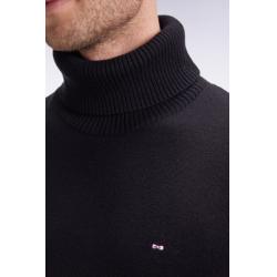 Pull col roulé en laine et coton