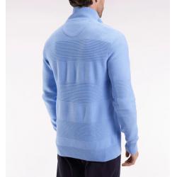 Pull col camionneur en coton ciel effet de rayure