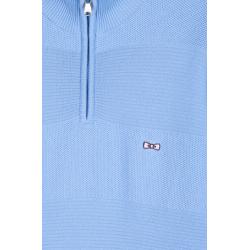 Pull col camionneur en coton ciel effet de rayure