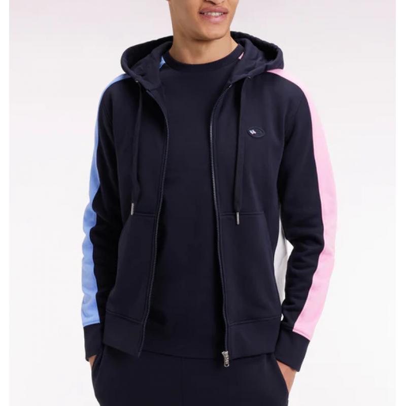 Sweatshirt à capuche zippé en molleton marine