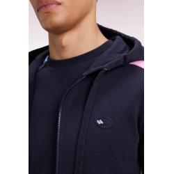 Sweatshirt à capuche zippé en molleton marine