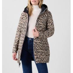 Veste longue réversible Noir/leopard beige Verone print Veste longue réversible Noir/leopard beige Verone print
