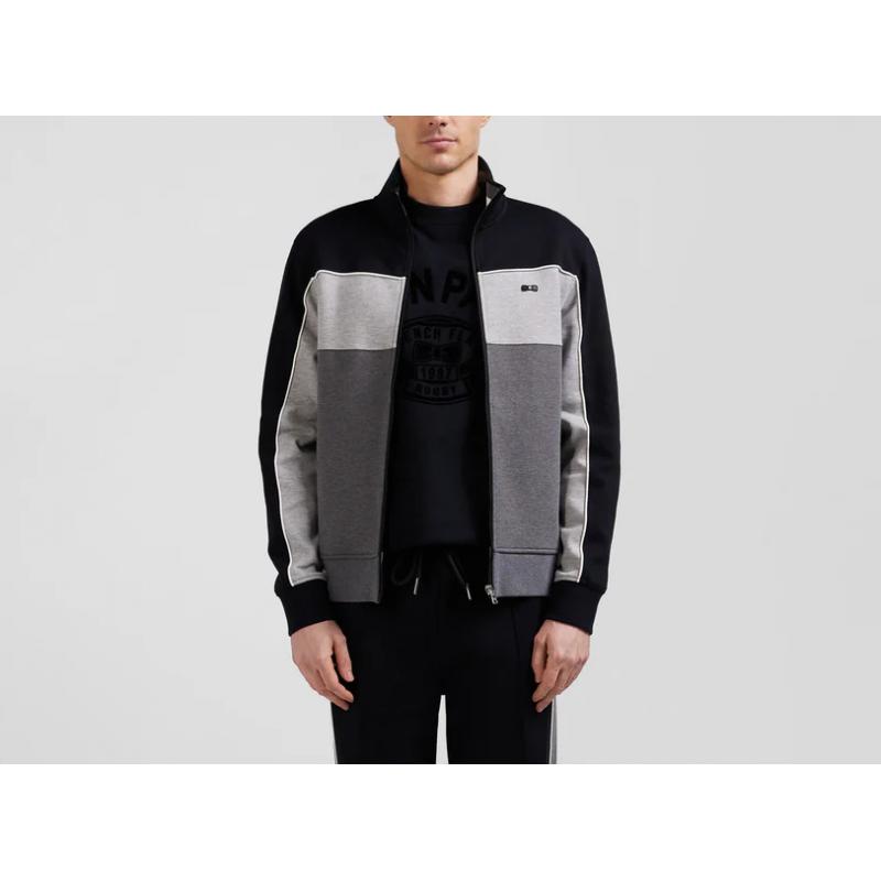 EDEN PARK - Sweatshirt zippé tricolore en coton mélangé coupe Regular