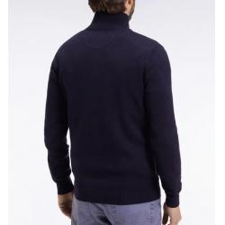 Cardigan zippé en laine et coton coupe droite