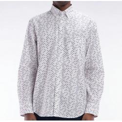 EDEN PARK - Chemise en popeline de coton écrue microimprimé noeud papillon coupe droite