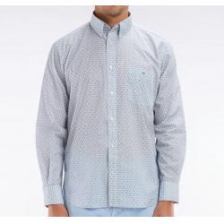 EDEN PARK - Chemise en popeline de coton à microimprimé graphique coupe droite