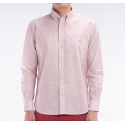 EDEN PARK - Chemise en popeline de coton à microimprimé graphique coupe droite