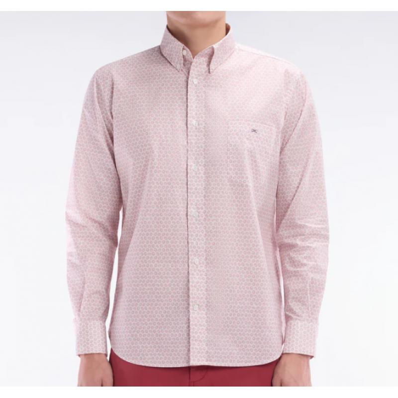 EDEN PARK - Chemise en popeline de coton à microimprimé graphique coupe droite